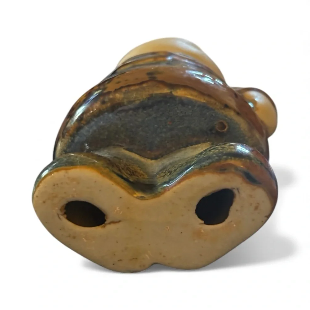 Ceramic Vintage  Glazed Stoneware Santa Figurine 3 X 5 inches